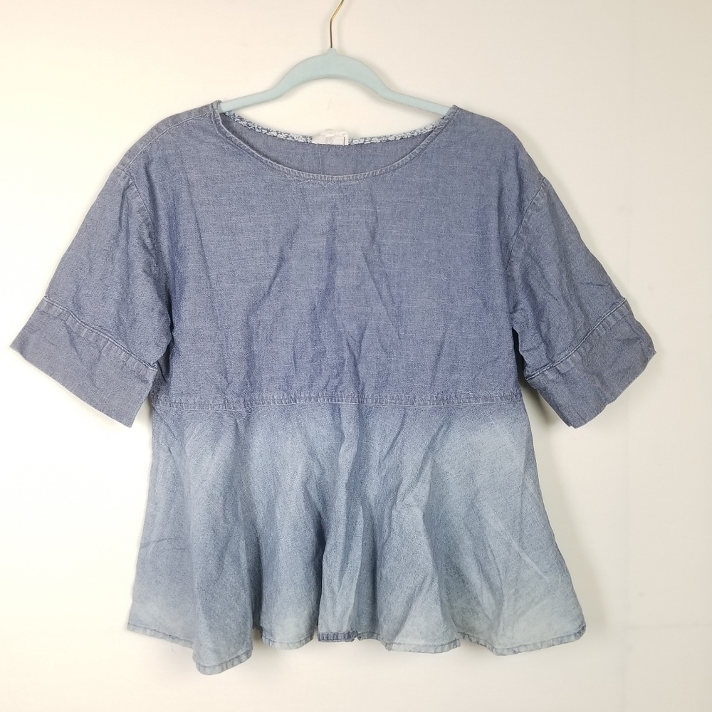 AG Denim Ombre Peplum Top